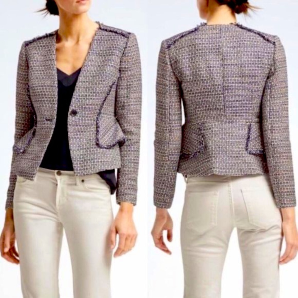 Banana Republic Sequin Tweed Peplum Blazer Women's Size 12 EUC Retail $200